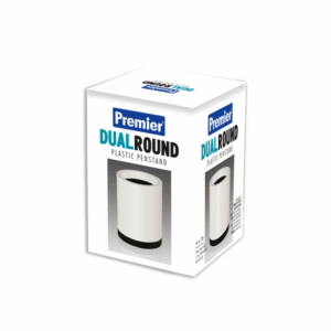 Premier Dual Round White Plastic Pen Stand