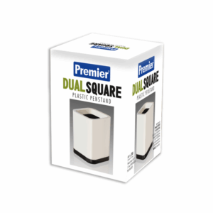 Premier Dual Square White Plastic Pen Stand
